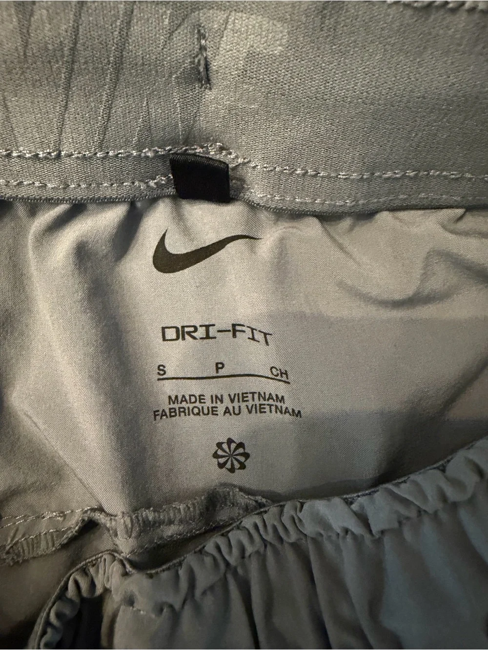 Nike Men’s Light Gray Athletic Shorts with Black Drawcord